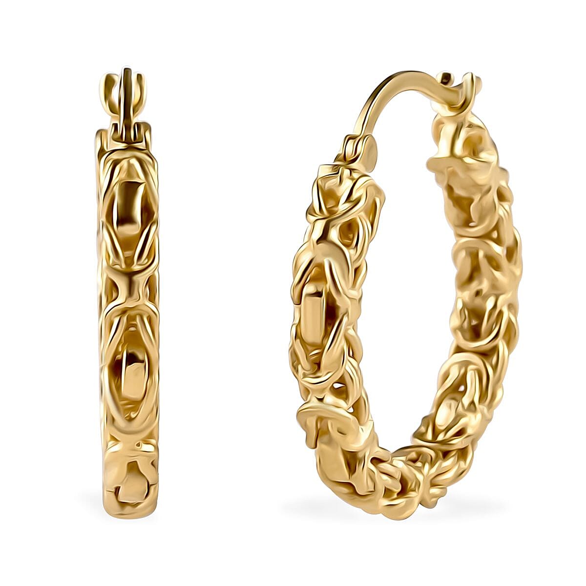 Hoop Earrings in 18K Yellow Gold Over Sterling Silver 6 Grams