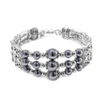 Terahertz 50.00 ctw Beaded Bangle Bracelet in Silvertone (7.0-9.0In) - Sticky add to cart bar