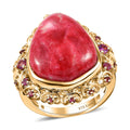 Karis Norwegian Thulite and Orissa Rhodolite Garnet 17.40 ctw Ring in 18K Yellow Gold Plated - Sticky add to cart bar
