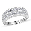 J Francis Embellished with Zirconia by Swarovski Band Ring in Rhodium Over Sterling Silver (Size 10.0) 3.40 ctw - Sticky add to cart bar
