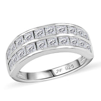 J Francis Embellished with Zirconia by Swarovski Band Ring in Rhodium Over Sterling Silver (Size 10.0) 3.40 ctw