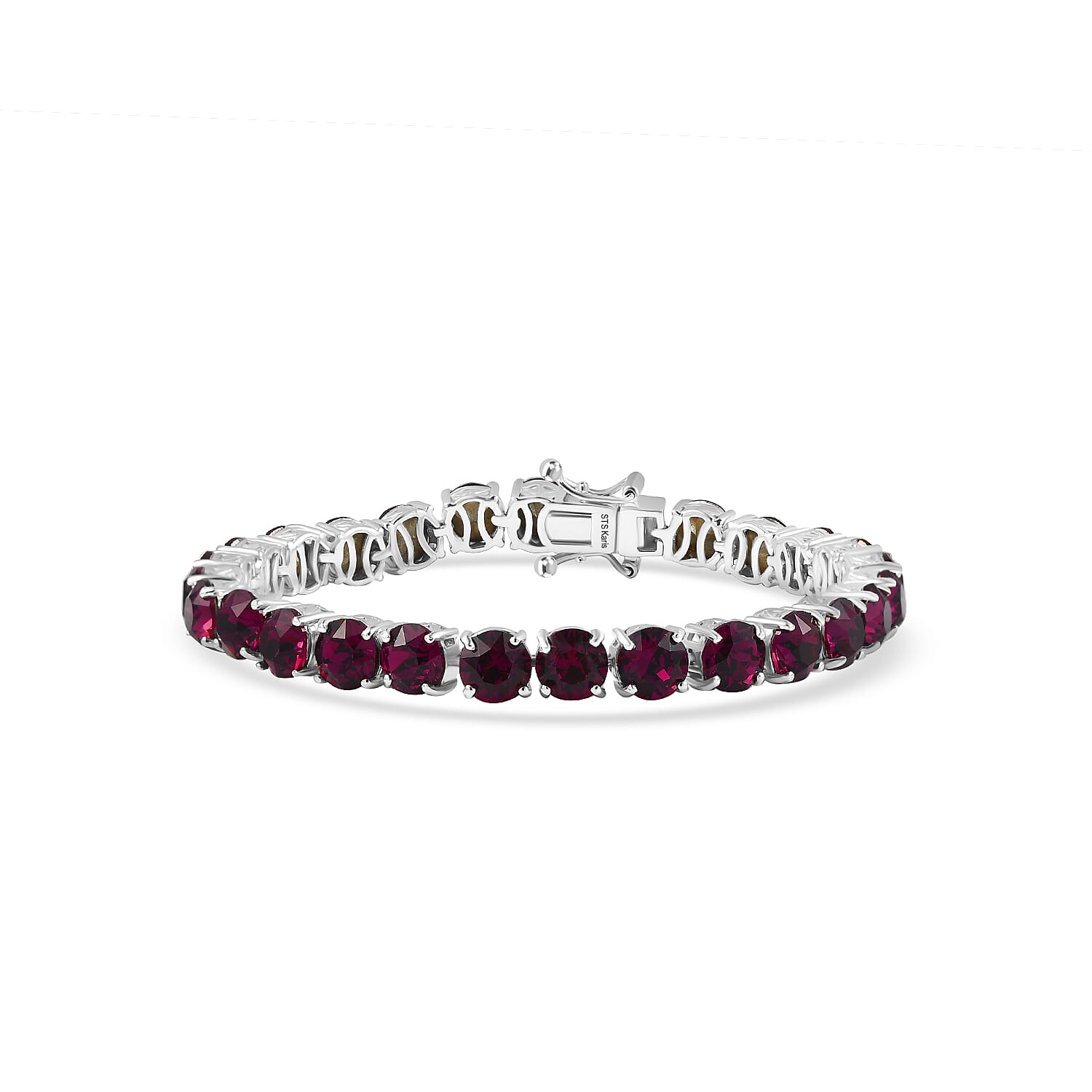 Karis J Francis Embellished with Foilback Amethyst Color Crystal by Swarovski Bracelet in Platinum Bond (6.50 In) 19.15 ctw