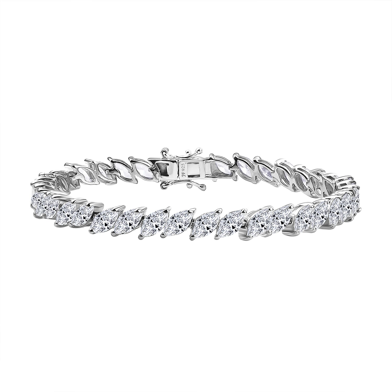 J Francis Embellished with Zirconia by Swarovski Bracelet in Rhodium Over Sterling Silver (7.25 In) 21.90 ctw