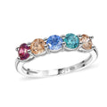 J Francis Embellished with Multi Color Zirconia by Swarovski 5 Stone Ring in Rhodium Over Sterling Silver (Size 10.0) 2.30 ctw - Sticky add to cart bar
