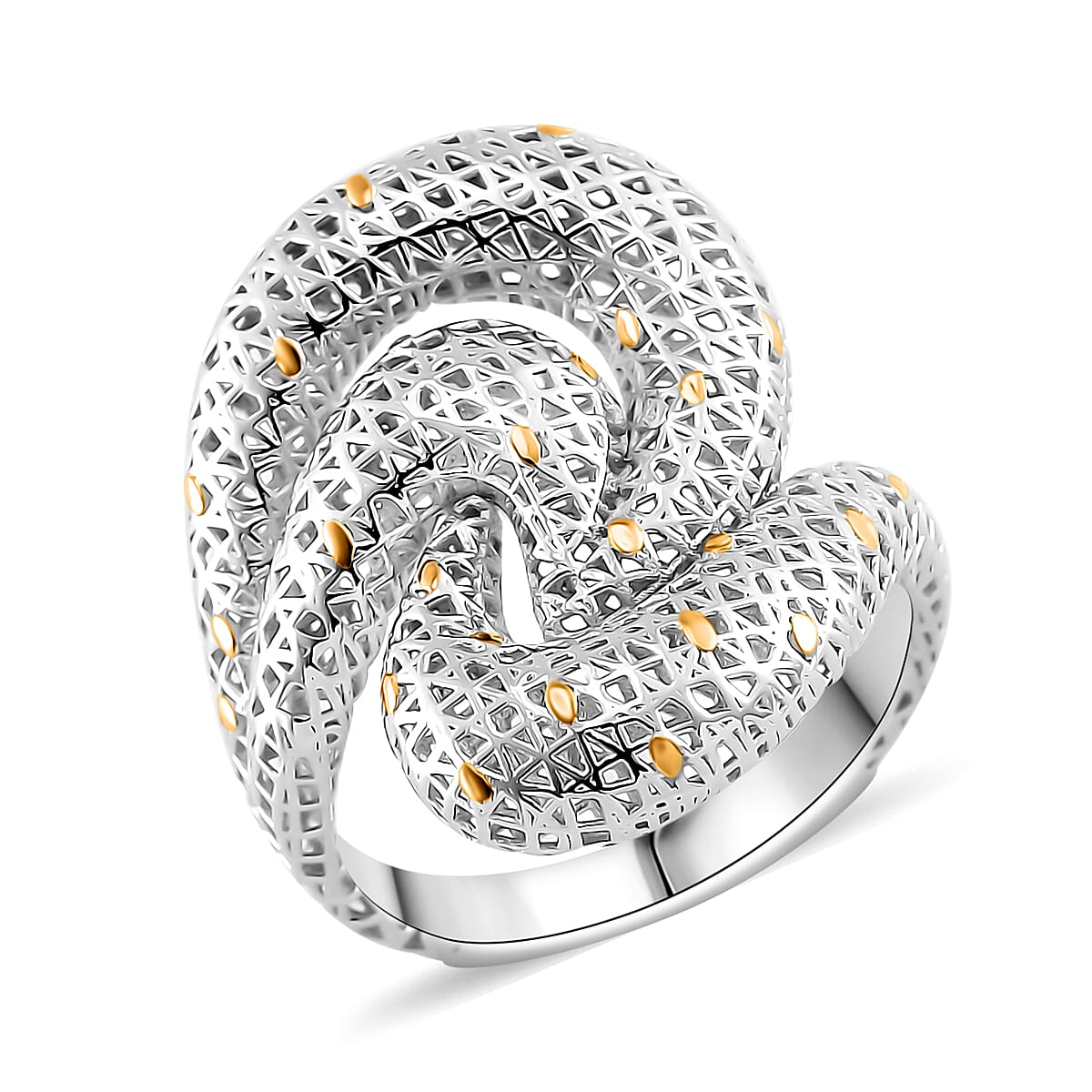 Fancy Ring in 14K YG and Rhodium Over Sterling Silver (Size 10.0) 3.10 Grams