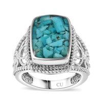 Matrix Sleeping Beauty Turquoise Solitaire Ring in Platinum Over Copper with Magnet (Size 10.0) 8.00 ctw