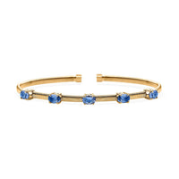 Doorbuster Luxoro 10K Yellow Gold AAA Montepuez Ruby Bangle Bracelet (7.25 In) (6.90 g) 3.00 ctw