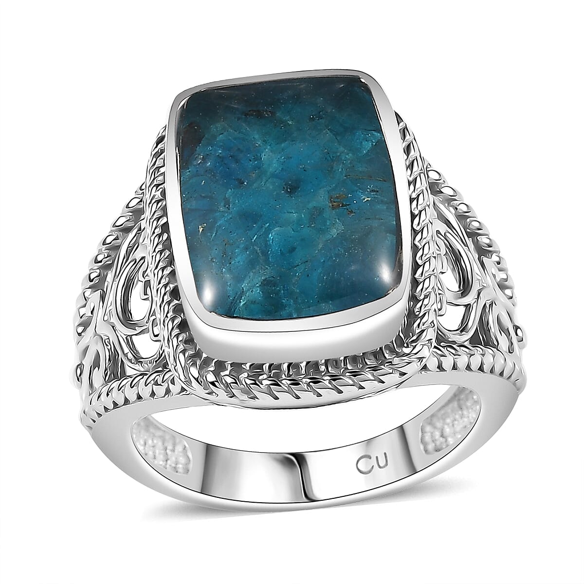 Matrix Neon Apatite Fancy Ring in Platinum Over Copper with Magnet (Size 10.0) 3.00 ctw