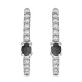 D'Joy Narsipatnam Alexandrite and White Zircon 1.00 ctw Hoop Earrings in Rhodium Over Sterling Silver - Sticky add to cart bar