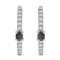 D'Joy Narsipatnam Alexandrite and White Zircon 1.00 ctw Hoop Earrings in Rhodium Over Sterling Silver