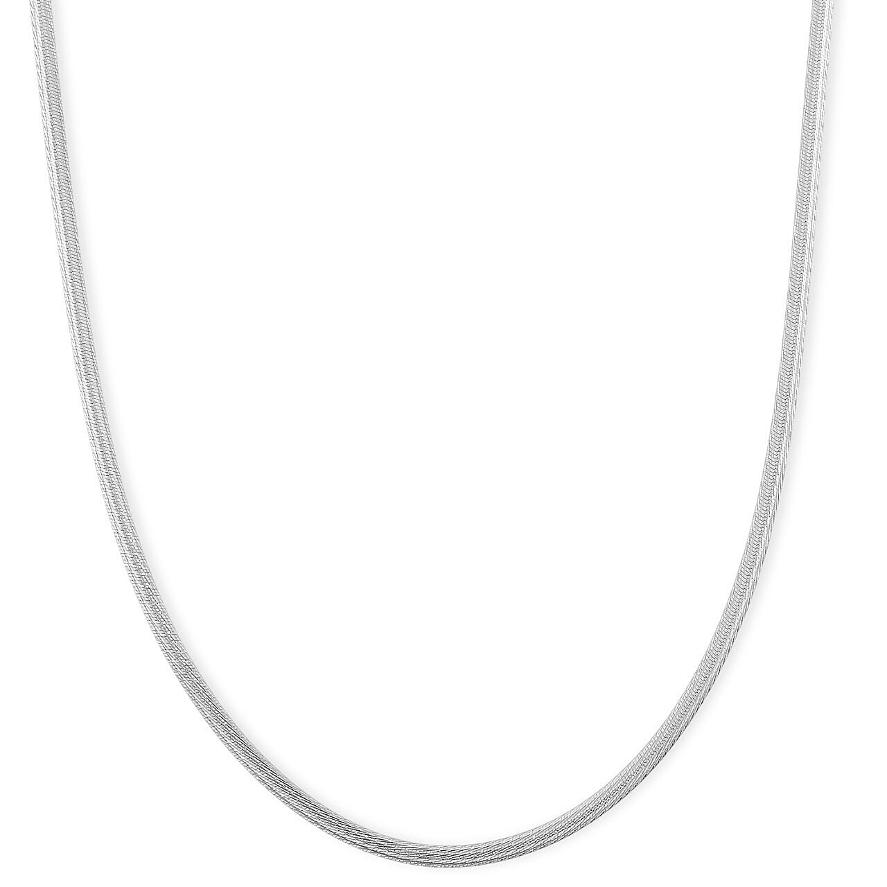 Brocaded Blade Chain Necklace in Rhodium Over Sterling Silver 8.85 Grams 20 Inches