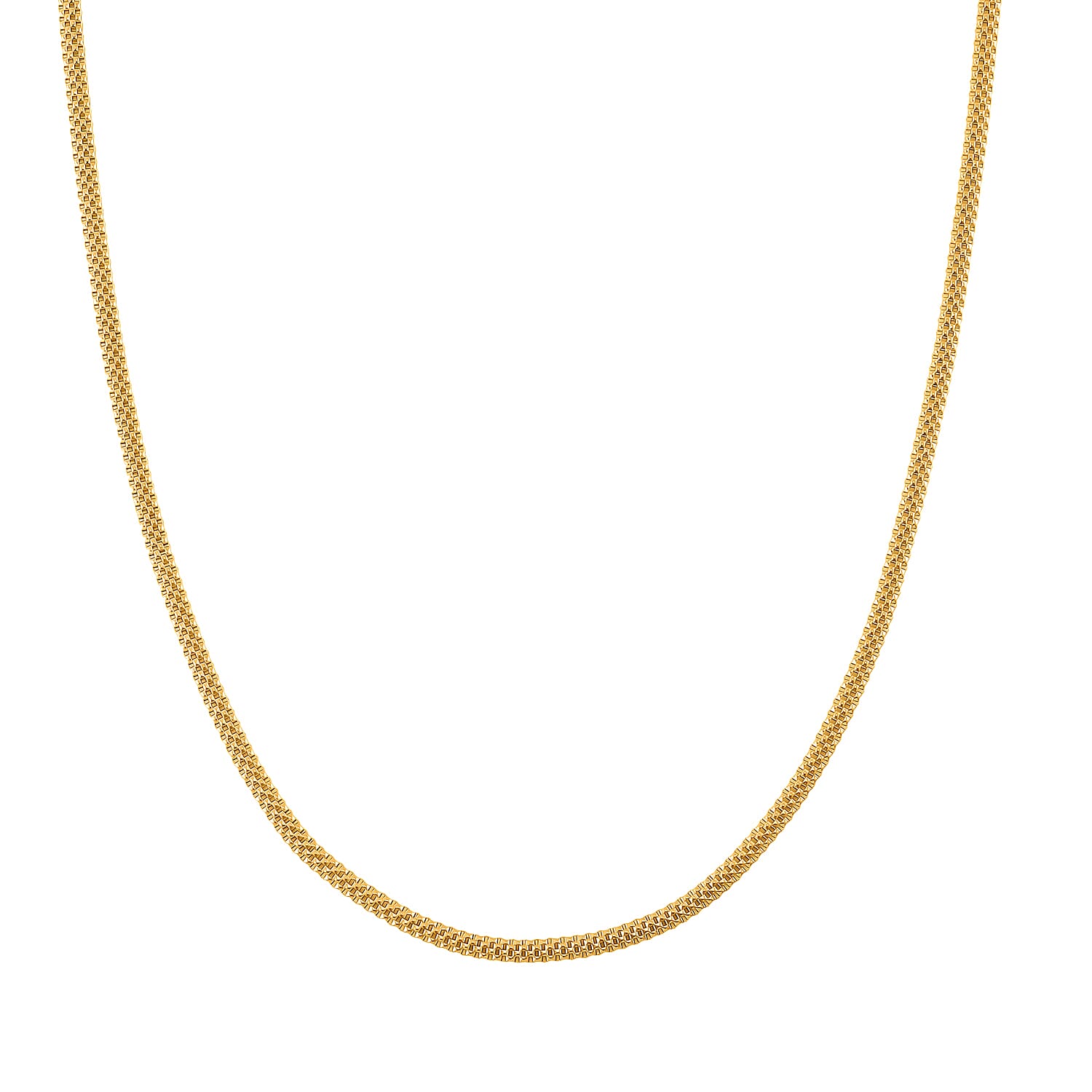 Flat Grid Chain Necklace in 14K Yellow Gold Over Sterling Silver 6.4 Grams 20 Inches