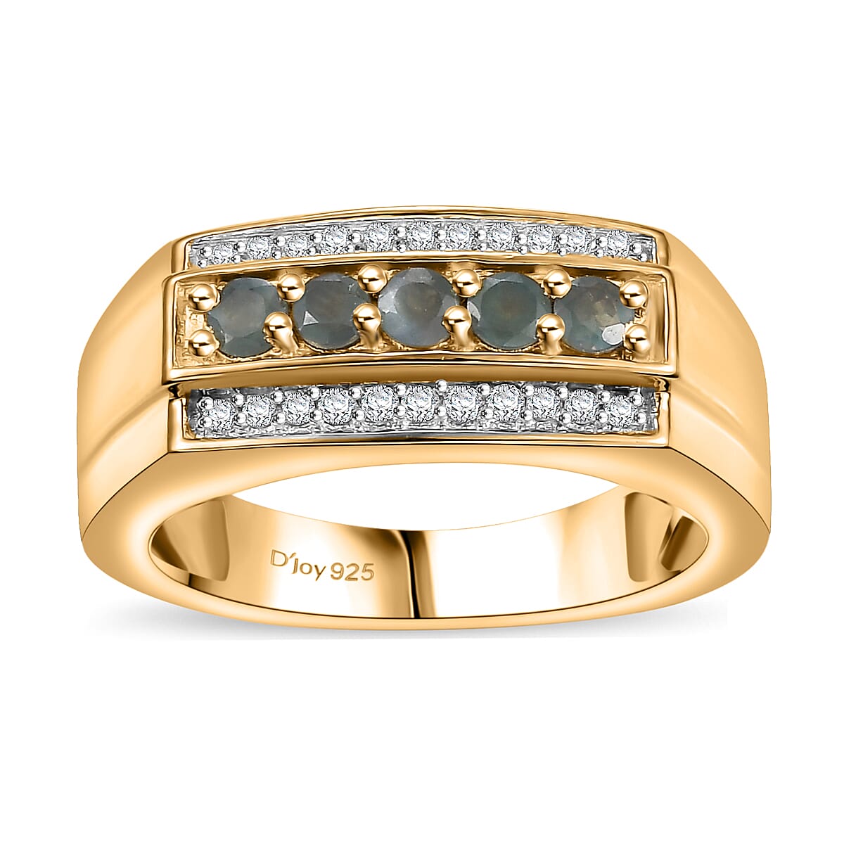 Narsipatnam Alexandrite, White Zircon Ring in 18K Vermeil YG Over Sterling Silver (Size 10.0) 0.70 ctw