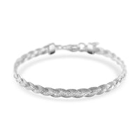 Flat Mesh Chain Bracelet in Rhodium Over Sterling Silver (7-8In) 5 Grams