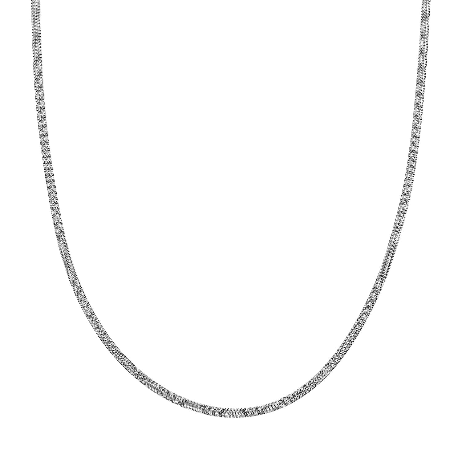 3mm Diagonal Wire Chain Necklace in Rhodium Over Sterling Silver 9.80 Grams 20 Inches