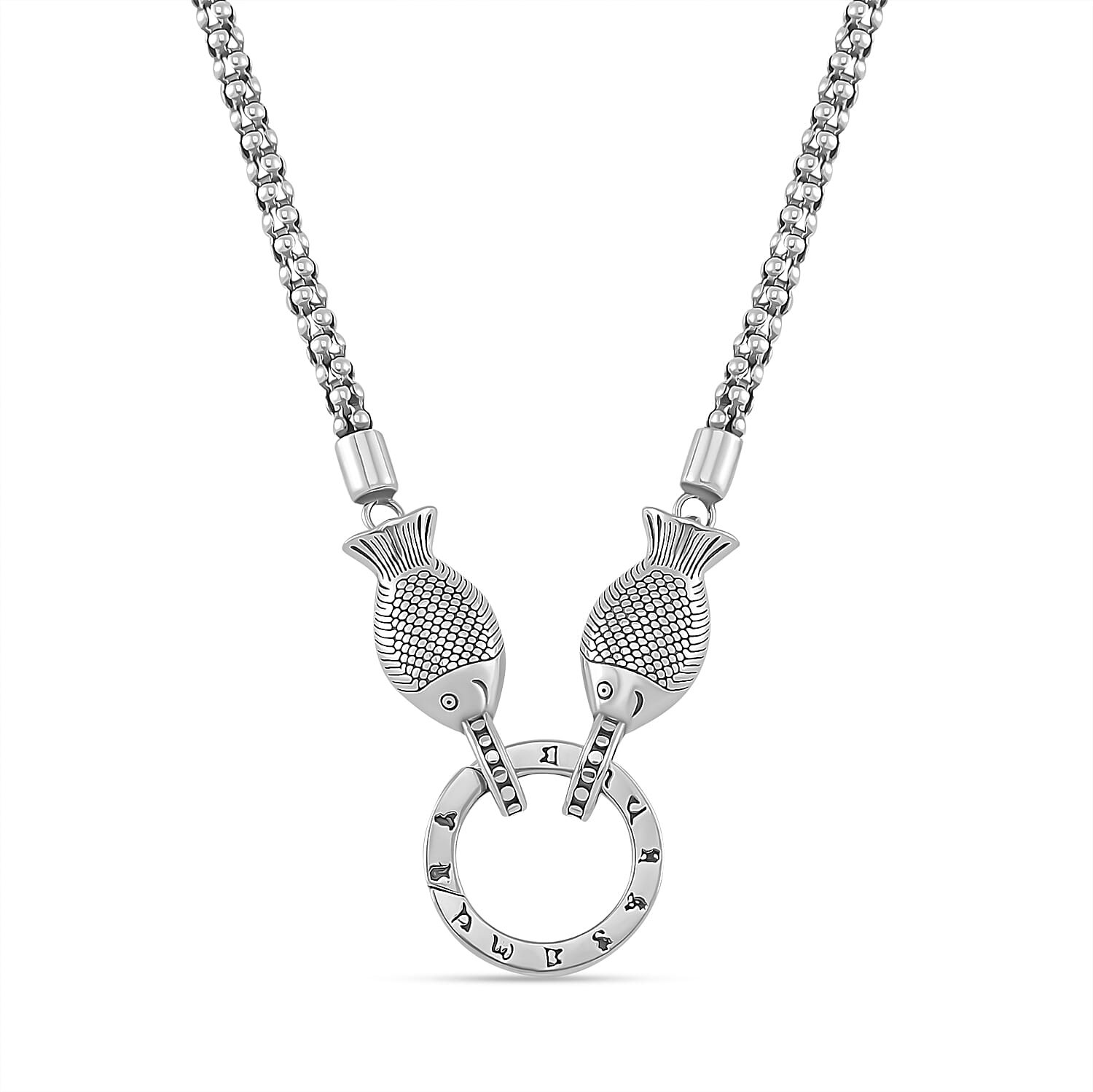 Popcorn Chain Fish Necklace in 925 Sterling Silver (24 Inches) 12.65 Grams