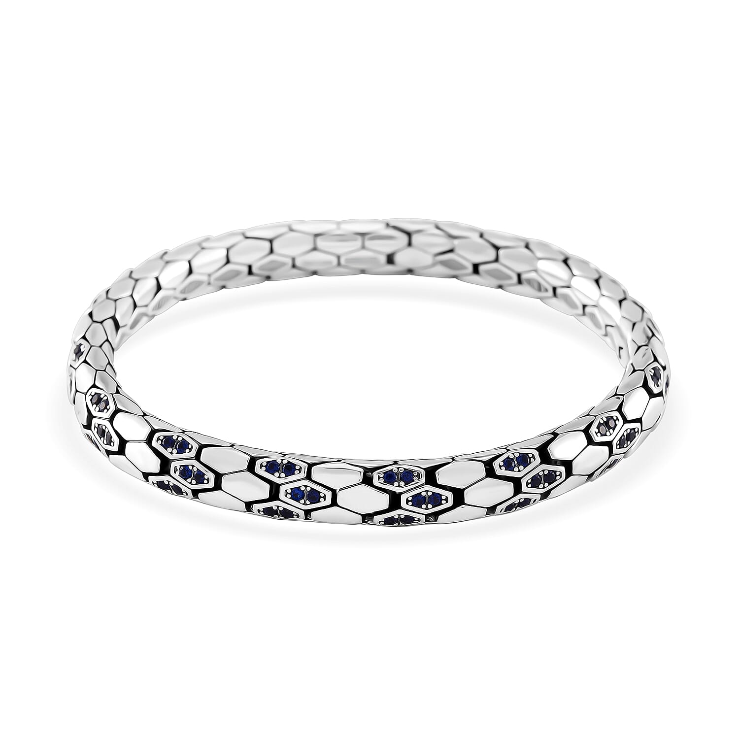 Blue Cubic Zirconia Bracelet in Sterling Silver (7.25 In) 0.90 ctw