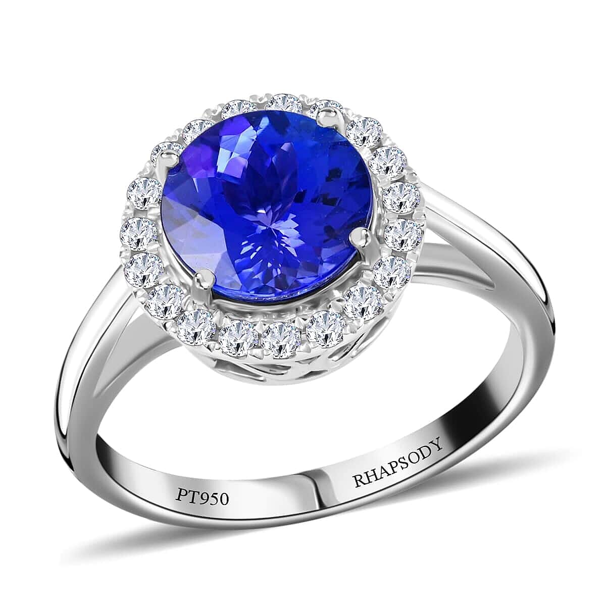 Certified & Appraised Rhapsody AAAA Tanzanite and E-F VS Diamond 3.00 ctw Ring in 950 Platinum 6.30 Grams