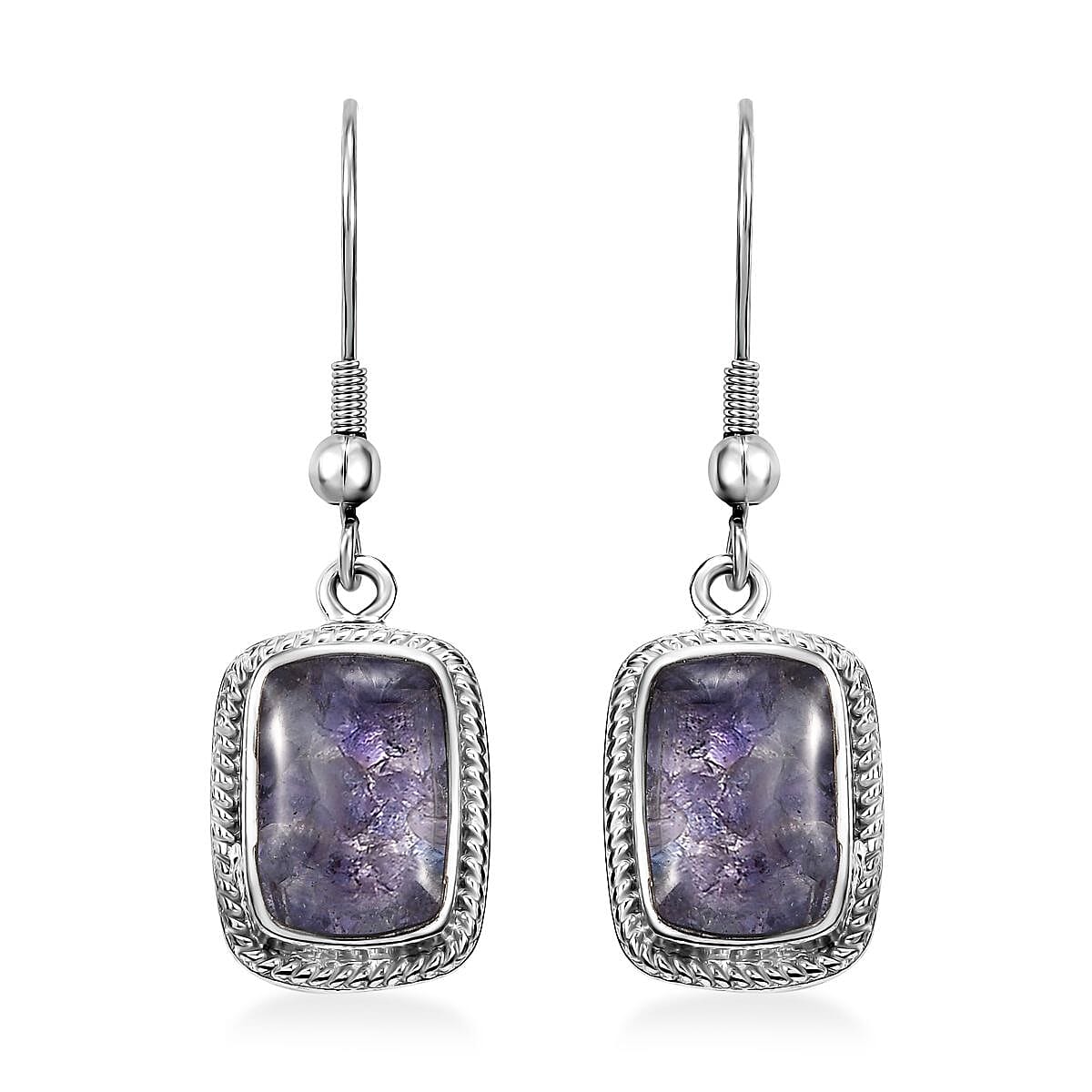 Matrix Tanzanite Earrings in Platinum Over Copper 11.00 ctw