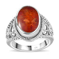 Matrix Fire Opal Solitaire Ring in Platinum Over Copper with Magnet (Size 10.0) 3.00 ctw - Sticky add to cart bar