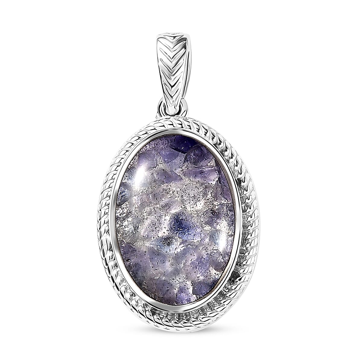 Matrix Tanzanite 3.00 ctw Solitaire Pendant in Platinum Over Copper with Magnet