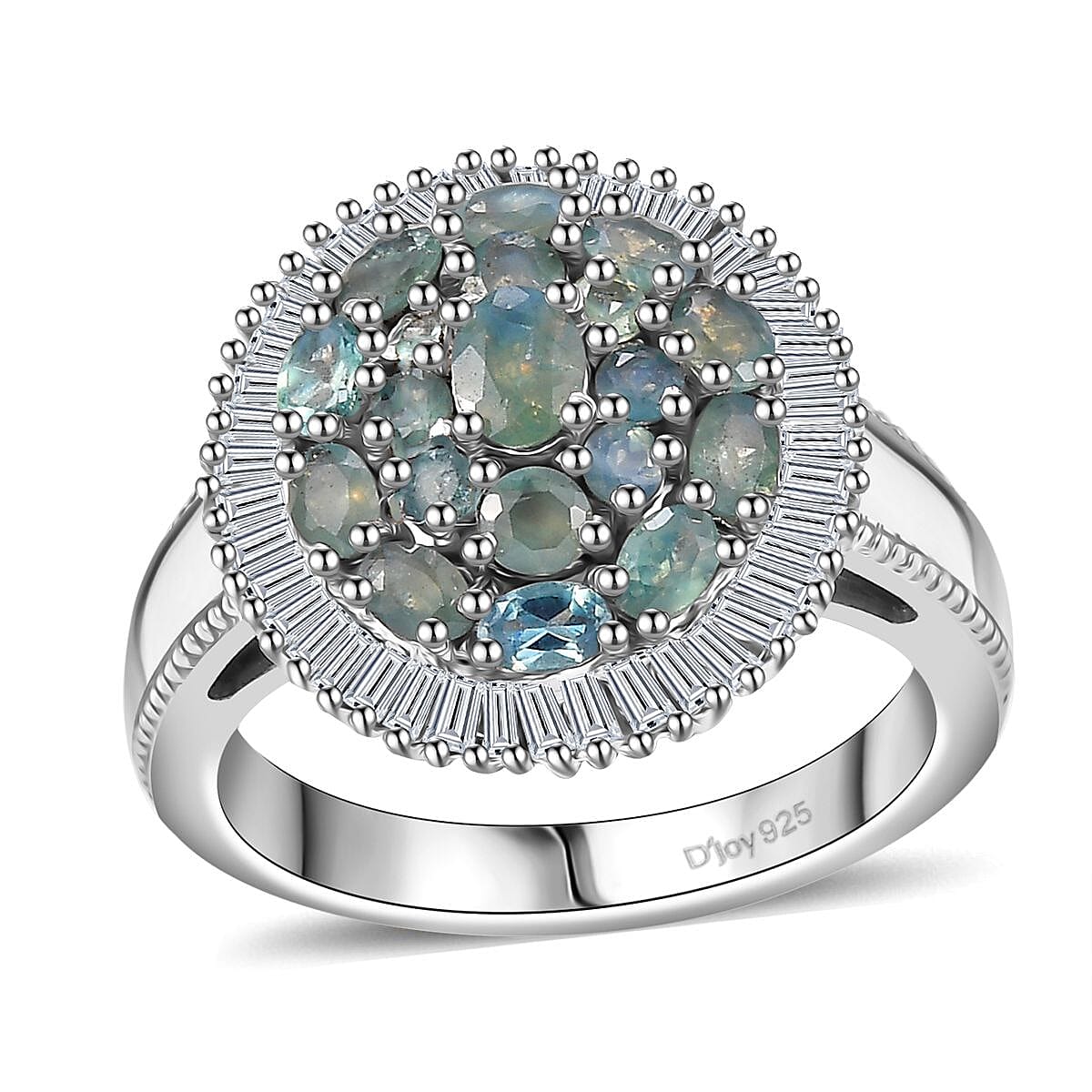 Narsipatnam Alexandrite, Diamond (0.42 cts) Ring in Rhodium Over Sterling Silver (Size 10.0) 1.70 ctw