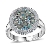 Narsipatnam Alexandrite, Diamond (0.42 cts) Ring in Rhodium Over Sterling Silver (Size 10.0) 1.70 ctw