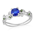 Tanzanian Blue Spinel (DF), Chrome Diopside Ring in Rhodium Over Sterling Silver (Size 10.0) 1.15 ctw - Sticky add to cart bar