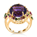 Doorbuster Premium African Amethyst, Multi Gemstone Ring in Vermeil YG Over Sterling Silver (Size 10.0) 12.65 ctw - Sticky add to cart bar