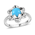 Sleeping Beauty Turquoise Solitaire Ring in Black Oxidized Sterling Silver (Size 9.0) 1.20 ctw - Sticky add to cart bar