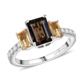 Karis Brazilian Smoky Quartz and Multi Gemstone 2.35 ctw Ring in Platinum Bond (Size 10.0) - Sticky add to cart bar