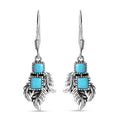 D'Joy Artisan Crafted Sleeping Beauty Turquoise 1.90 ctw Leaf Earrings in Black Oxidized Sterling Silver - Sticky add to cart bar
