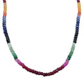 Multi Sapphire 70.00 ctw Necklace in Rhodium Over Sterling Silver 18 Inches - Sticky add to cart bar