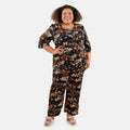 TAMSY Black Floral 2 Piece Lace Top and Pant Set - M/L - Sticky add to cart bar