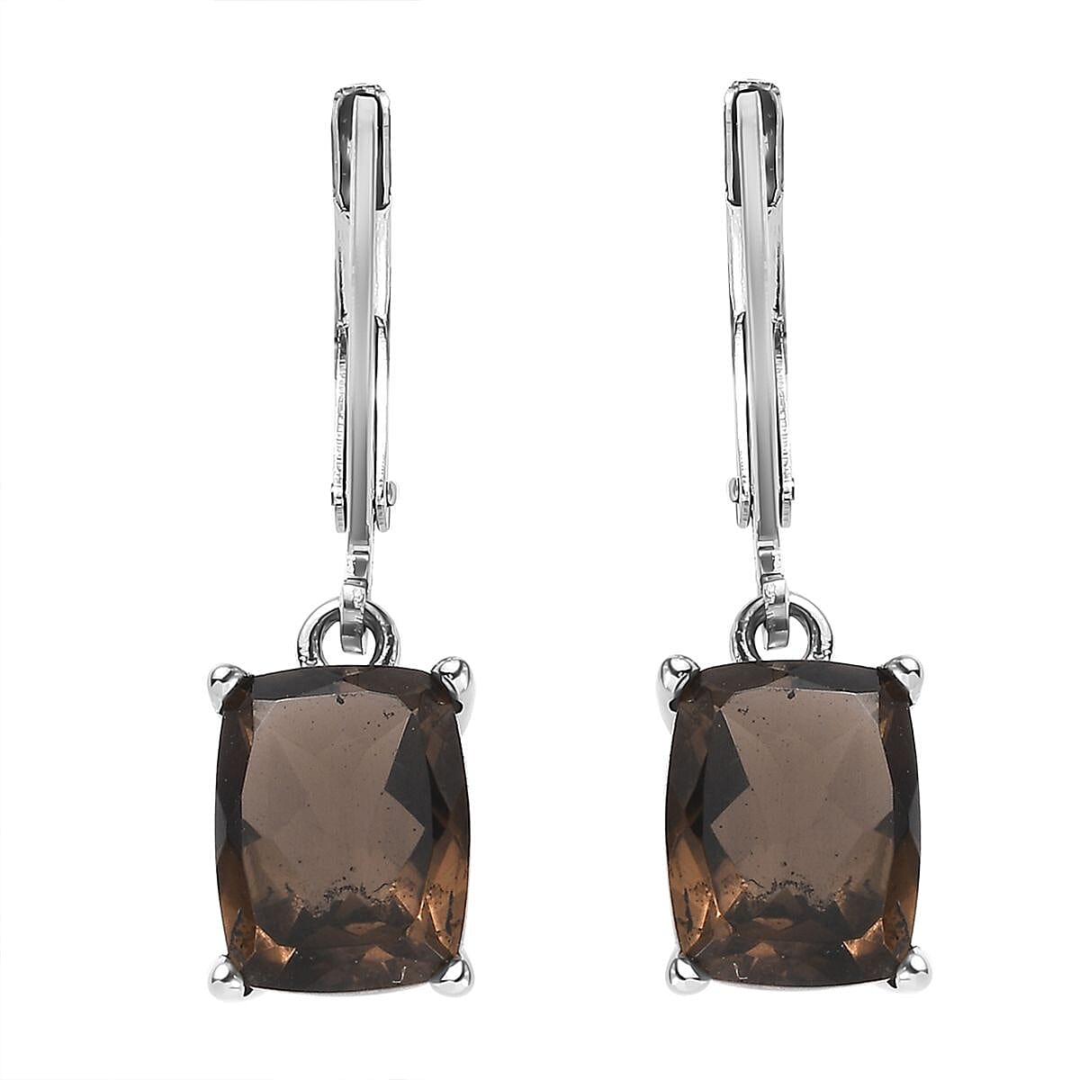 Brazilian Smoky Quartz Earrings in Stainless Steel 4.25 ctw