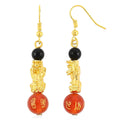 Multi Agate Engraved Buddhist & Pixiu 20.00 ctw Earrings in Goldtone - Sticky add to cart bar