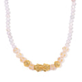 White Agate 9-11mm Engraved Feng Shui Beaded 185.50 ctw Necklace 18-20 Inches in Goldtone - Sticky add to cart bar