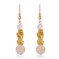 White Agate Engraved Buddhist, Pixiu 20.00 ctw Earrings in Goldtone - Sticky add to cart bar