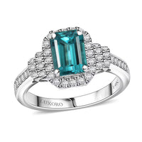 Luxoro AAA Pirineu Lagoon Tourmaline and I2 Diamond 2.17 ctw Ring in 14K White Gold (Size 6.0)