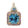 Luxoro Premium Ratanakiri Blue Zircon, Madagascar Pink Sapphire and G-H I2 Diamond 4.70 ctw Pendant without Chain in 10K Yellow Gold - Sticky add to cart bar