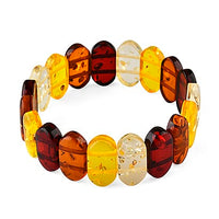 Simulated Multi Color Amber Block Stretch Bracelet 7-7.5 Inches