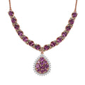 D'Joy AAA Radiant Ember Garnet and Multi Gemstone 8.70 ctw Petals Vine Necklace in 18K Vermeil Rose Gold Over Sterling Silver 18 Inches - Sticky add to cart bar