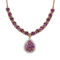 D'Joy AAA Radiant Ember Garnet and Multi Gemstone 8.70 ctw Petals Vine Necklace in 18K Vermeil Rose Gold Over Sterling Silver 18 Inches