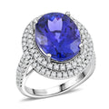Certified & Appraised Rhapsody AAAA Tanzanite and E-F VS Diamond 9.50 ctw Halo Ring in 950 Platinum 9.60 Grams - Sticky add to cart bar