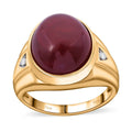 Premium African Ruby (FF) and Moissanite 21.15 ctw Men's Ring in Vermeil Yellow Gold Over Sterling Silver (Size 10.0) - Sticky add to cart bar