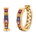 Premium Rainbow Sapphire 1.60 ctw Hoop Earrings in Vermeil Yellow Gold Over Sterling Silver - Sticky add to cart bar