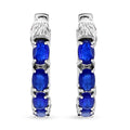 Tanzanian Blue Spinel (DF) and Niassa Ruby (FF) 5.40 ctw Eagle Head Earrings in Rhodium Over Sterling Silver - Sticky add to cart bar