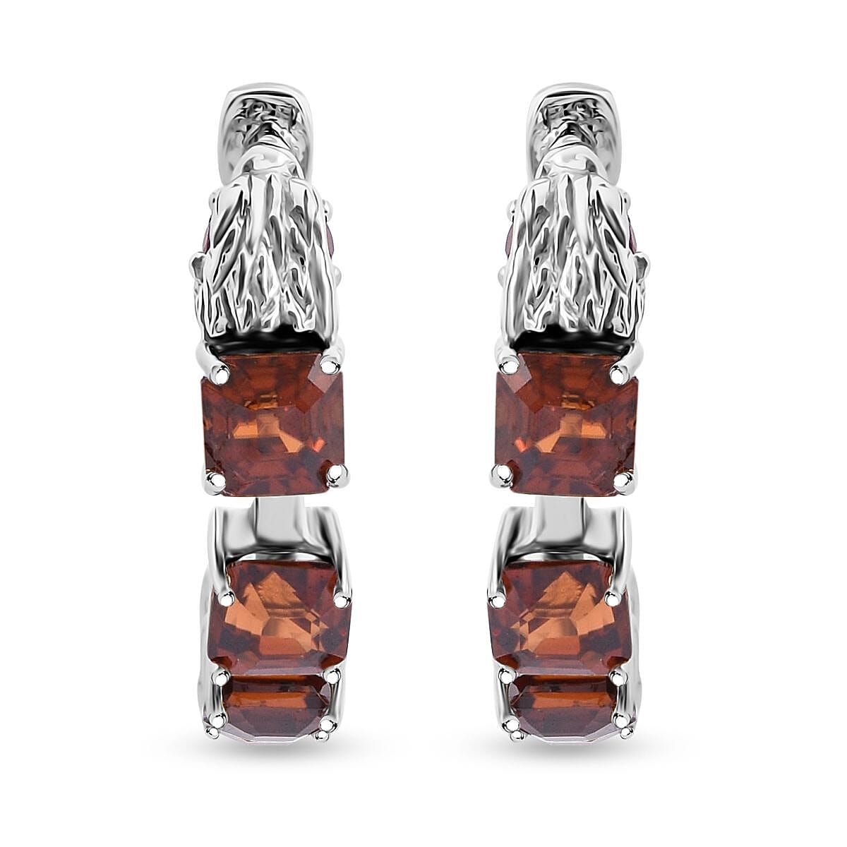 Doorbuster AAA Sunset Zircon, Niassa Ruby (FF) Earrings in Rhodium Over Sterling Silver 6.60 ctw