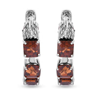 Doorbuster AAA Sunset Zircon, Niassa Ruby (FF) Earrings in Rhodium Over Sterling Silver 6.60 ctw