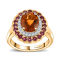 Premium Santa Ana Madeira Citrine and Multi Gemstone 3.80 ctw Radiant Flame Bloom Ring in 18K Vermeil Yellow Gold Over Sterling Silver (Size 10.0) - Sticky add to cart bar